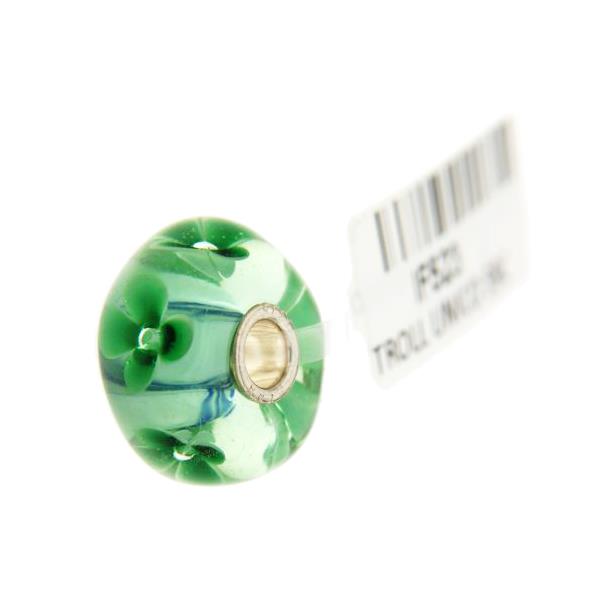 Trollbeads Unico in Vetro - OOAK Original Trollbeads Verde con fiori Rif. UNICO 59C - TROLLBEADS