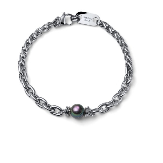 UNOAERRE - Bracciale in Acciaio Aeternum con Perla Nera Ref. 4312 - UNOAERRE