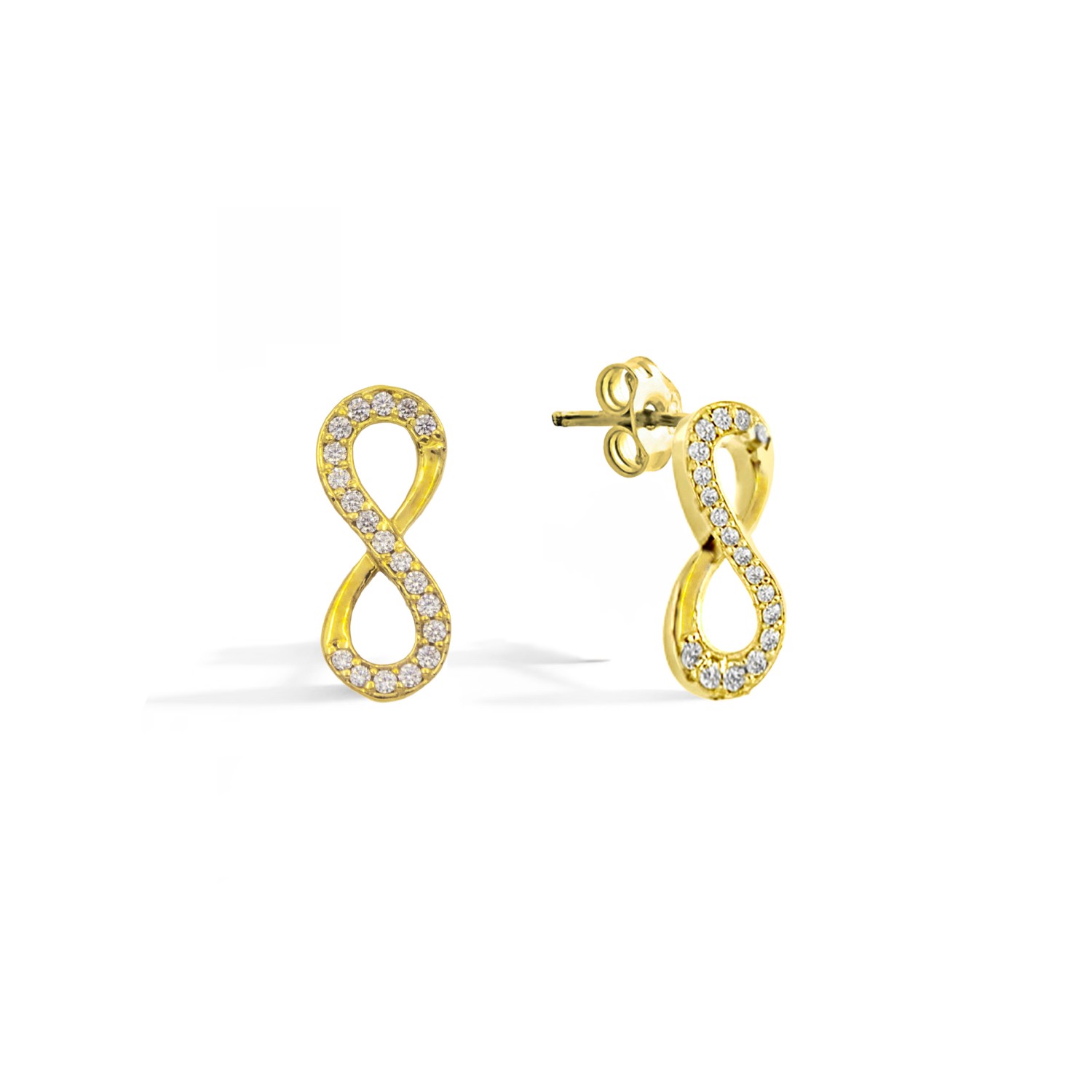 Orecchini Infinito in Oro 9 Kt e Zirconi  Ref. 724117 - FACCO