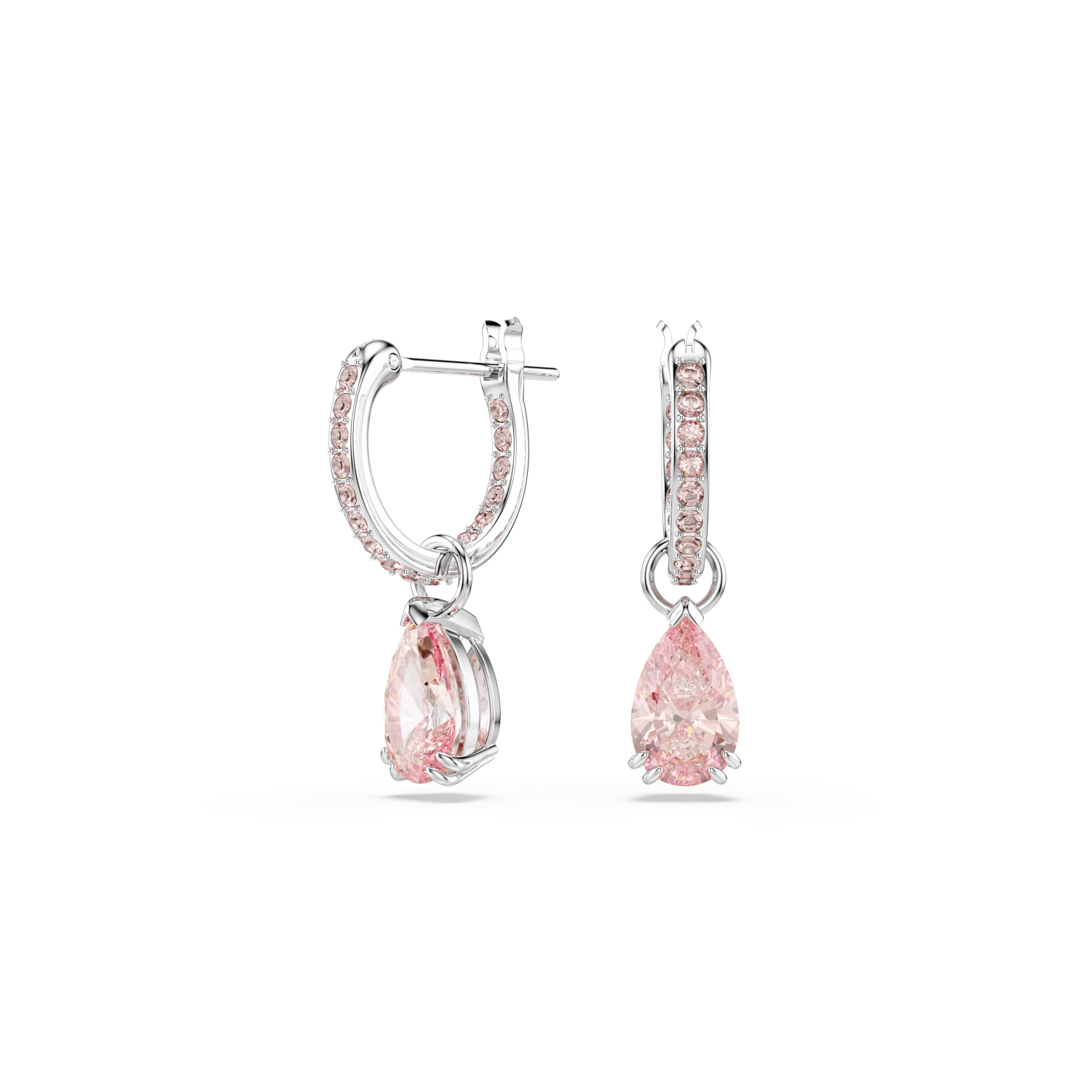 Swarovski - Orecchini pendenti Attract, Taglio Pear, Rosa, Placcato rodio Ref. 5723566 - SWAROVSKI