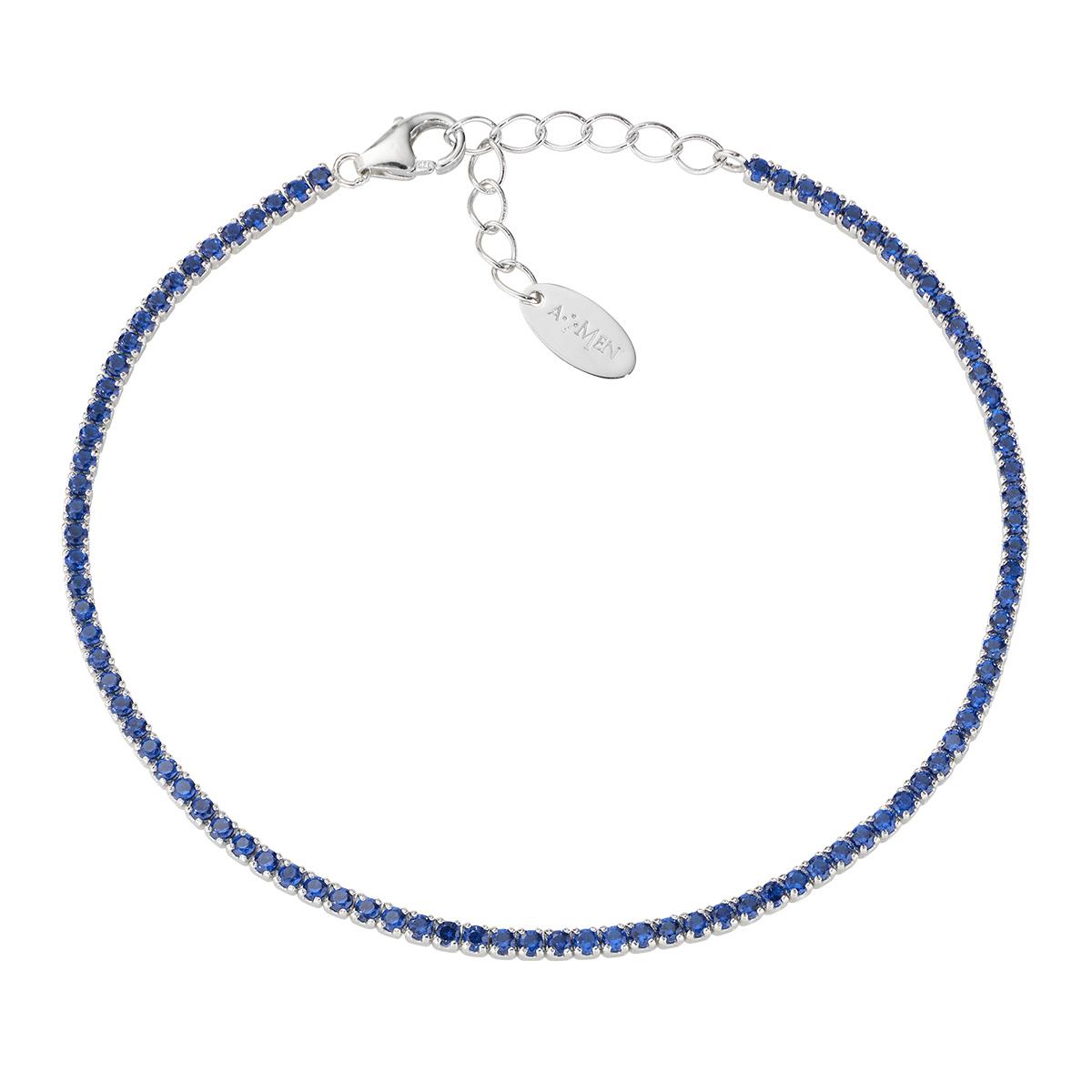 Bracciale Tennis Mania con Zirconi Blu - Amen Collection Ref. BT1BBL17 - AMEN