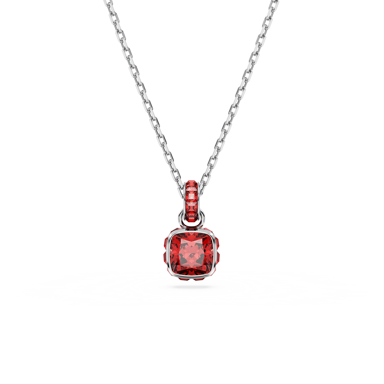 Swarovski - Pendente Birthstone, Taglio squadrato, Luglio, Rosso, Placcato rodio Ref. 5652043 - SWAROVSKI