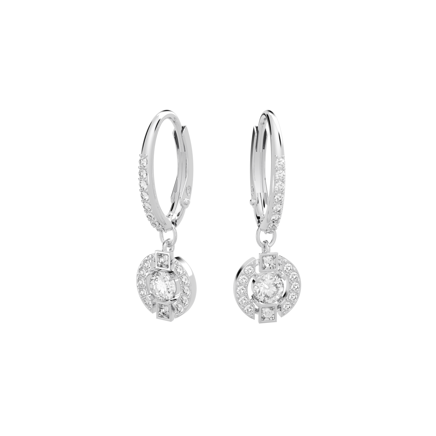 Swarovski - Orecchini Swarovski Sparkling Dance Round, bianco, Placcatura rodio Ref. 5627349 - SWAROVSKI