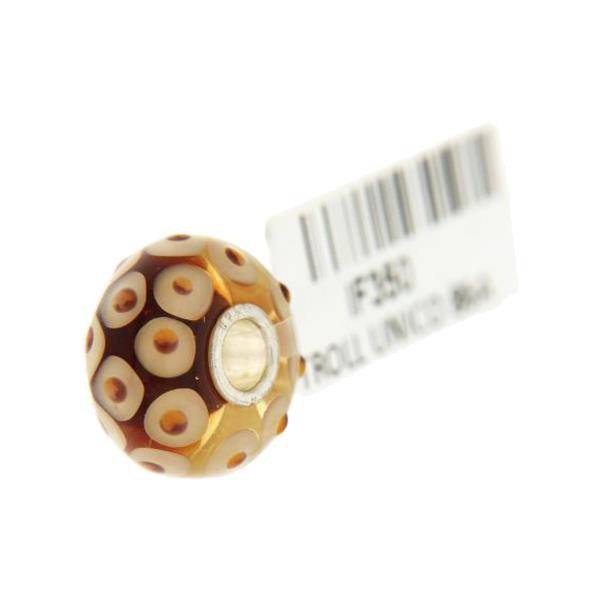 Trollbeads Unico in Vetro - OOAK Original Trollbeads Marrone con pois beige Rif. UNICO 86A - TROLLBEADS
