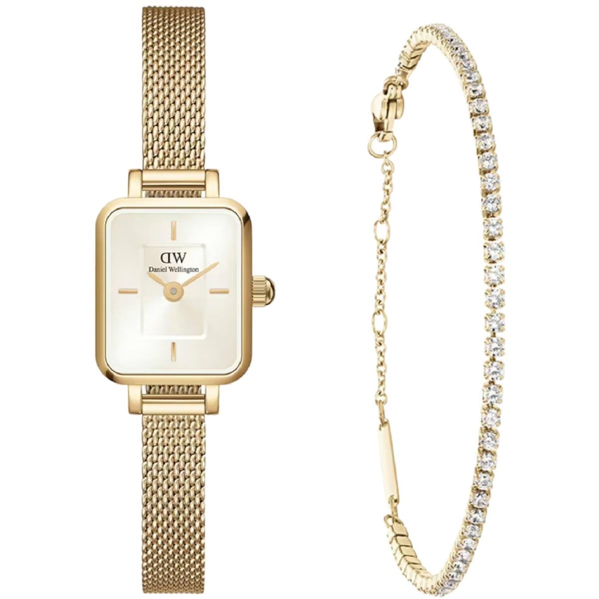 Cofanetto Daniel Wellington con Orologio Quadro Mini Champagne e Bracciale Tennis Ref. DW00590011 - DANIEL WELLINGTON