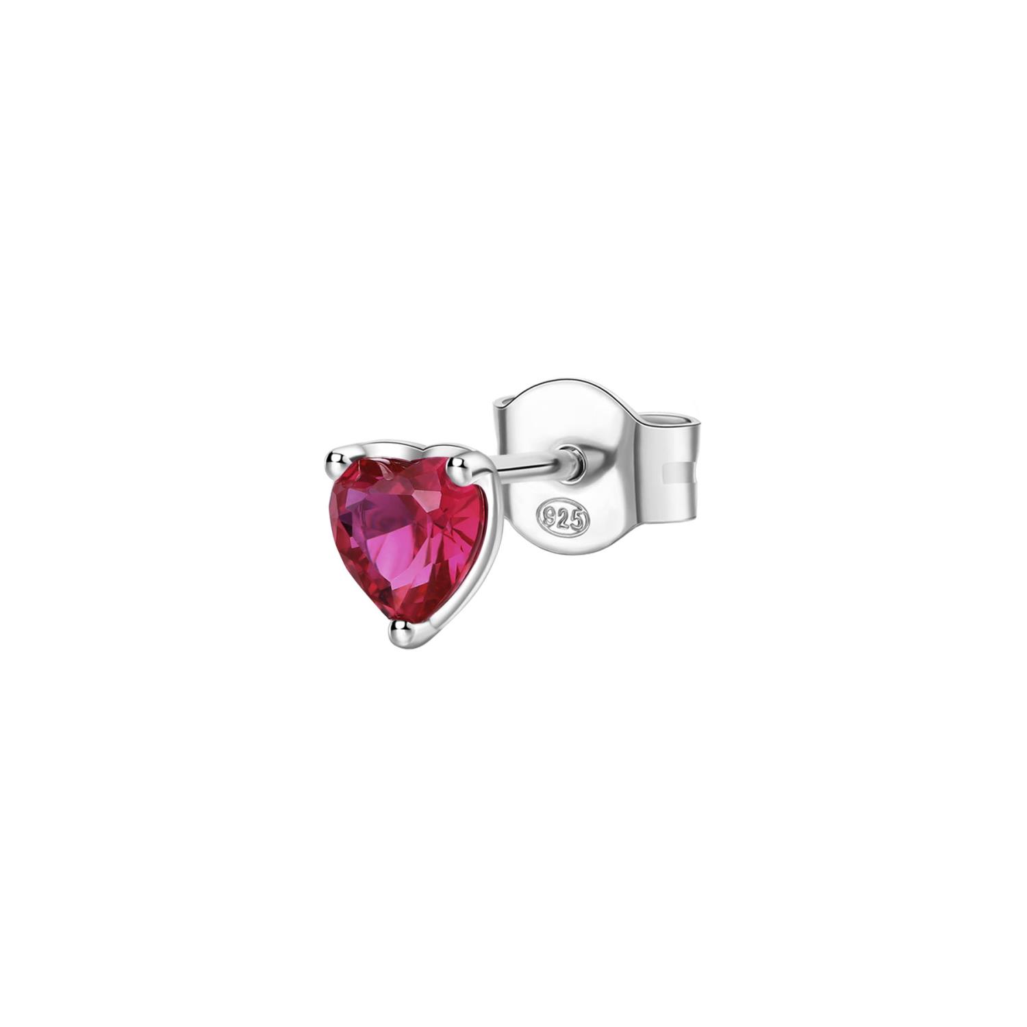 Brosway - Orecchino lobo FANCY in argento 925/1000 rodiato e cubic zirconia ruby, forma cuore Ref. FPR91 - BROSWAY