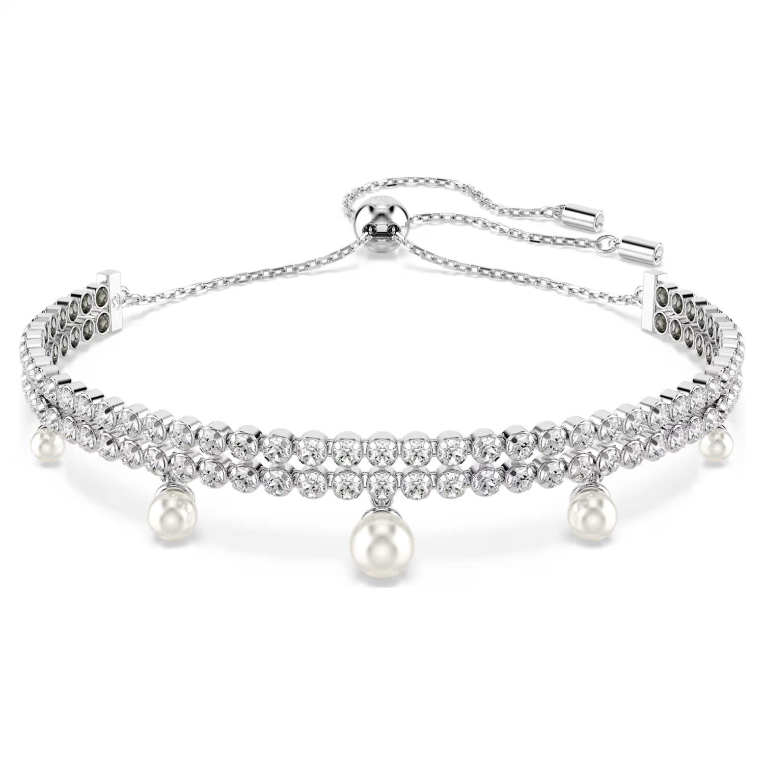Swarovski - Braccialetto Ariana Grande x Swarovski, Crystal Pearl, Taglio Round, Bianco, Placcato rodio Ref. 5720870 - SWAROVSKI