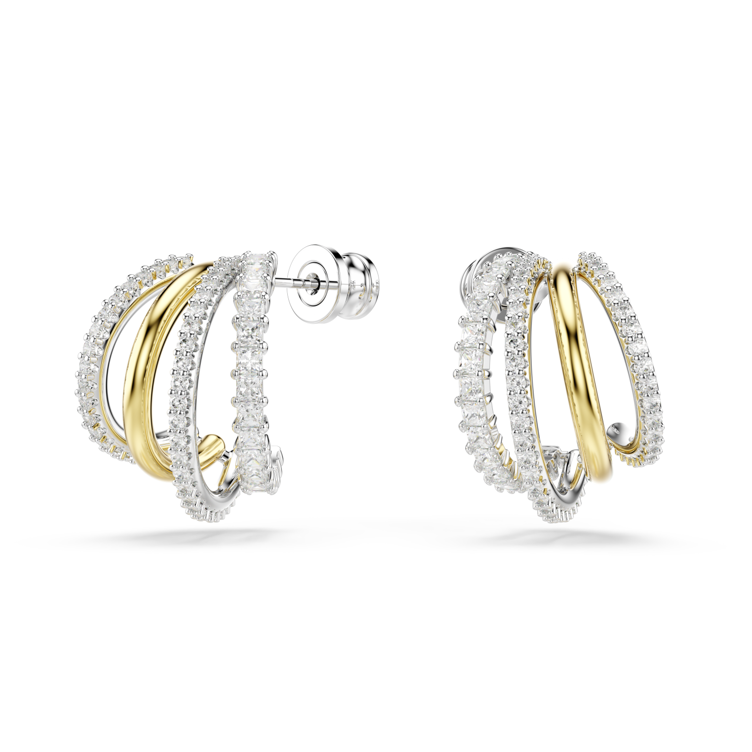 Swarovski - Orecchini a cerchio Hyperbola, Taglio misto, Mini, Bianchi, Mix di finiture Ref. 5689718 - SWAROVSKI