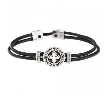 BRACCIALE DONO CONSILIUM - ARGENTO BRUNITO E NAPPA NERA Ref. BRDIC90BPND - TUUM