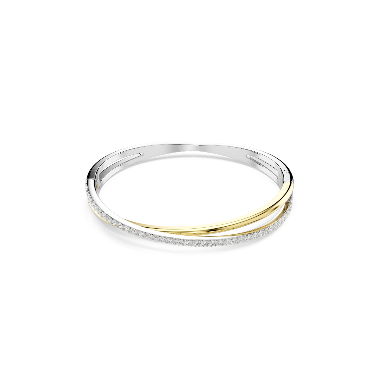 Swarovski - Bracciale rigido Hyperbola, Taglio Round, Bianco, Mix di finiture Ref. 5689721 - SWAROVSKI