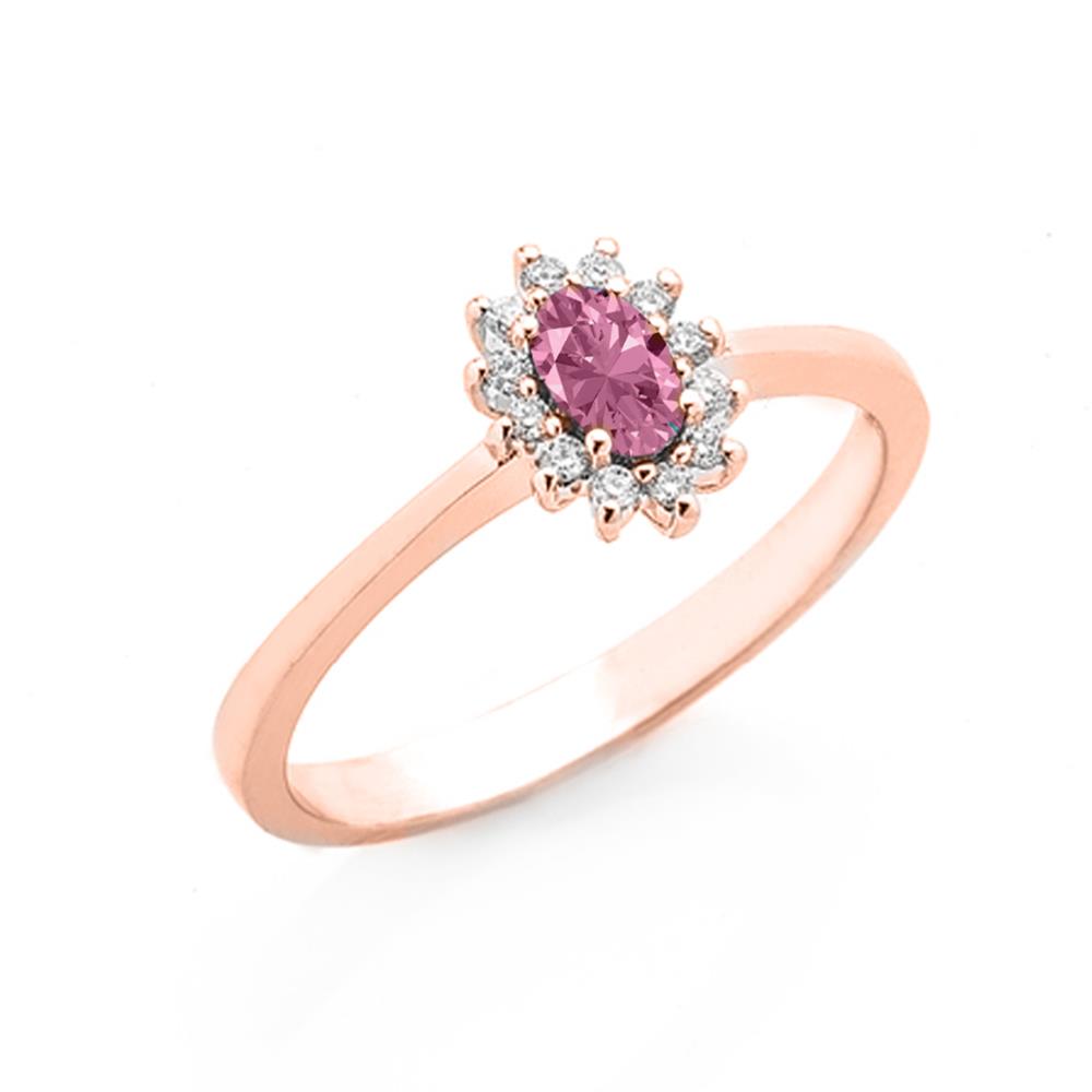 Anello in Oro Rosa con Zaffiro Rosa e Diamanti mis. 13 Ref. AN-2403R-13 - FIDELA