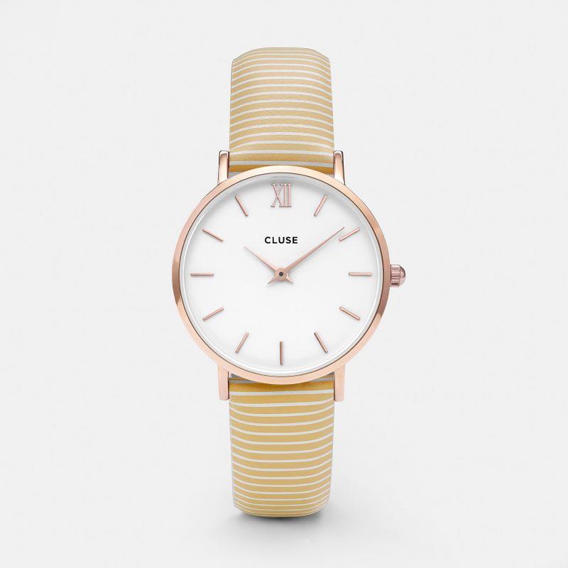 OROLOGIO CLUSE - Minuit Rose Gold White/Sunny Yellow Stri Ref. CLUCL30032 - CLUSE