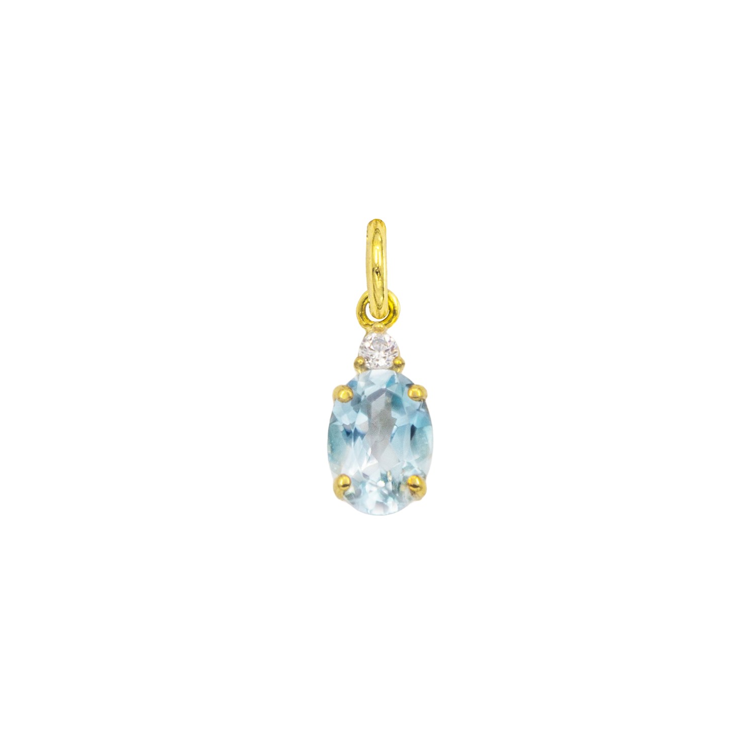 Charm Acquamarina in Oro 9 Kt e Zirconi  Ref. A0168G9 - FACCO