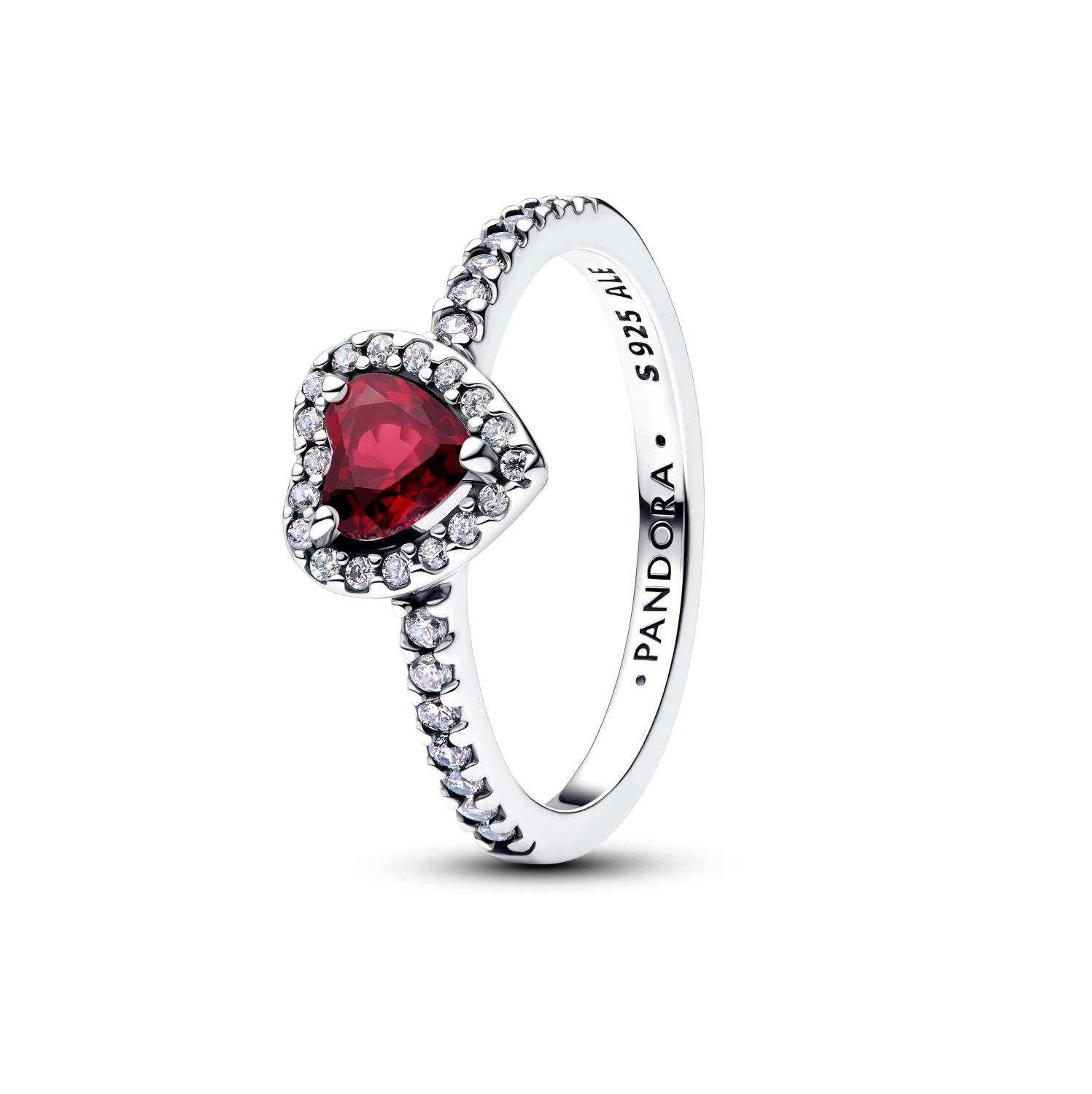 Pandora - Anello Cuore in Rilievo Rosso Intenso Ref. 198421C13-58 - PANDORA