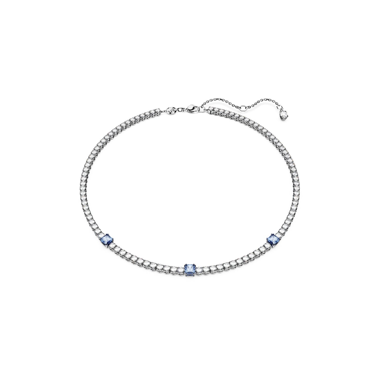 Swarovski - Collana Matrix Tennis, Taglio misto, Blu, Placcato rodio Ref. 5666167 - SWAROVSKI