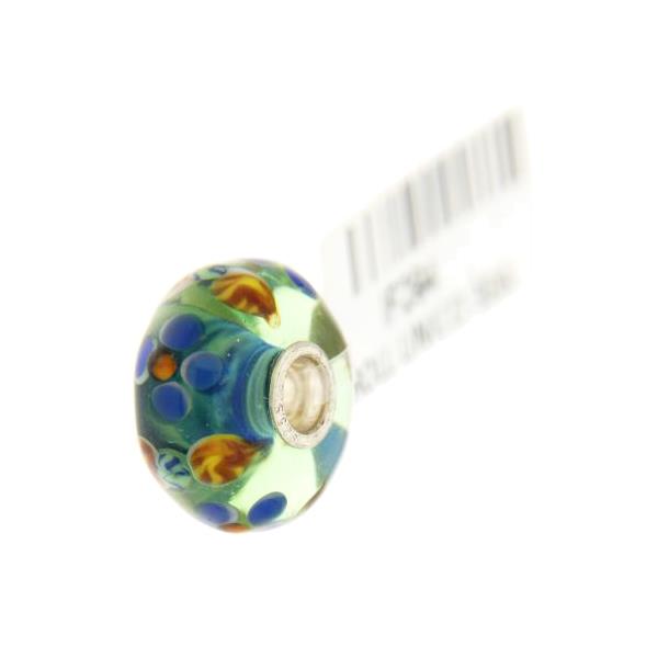 Trollbeads Unico in Vetro - OOAK Original Trollbeads Azzurro e Verde con fiori Rif. UNICO 30A - TROLLBEADS