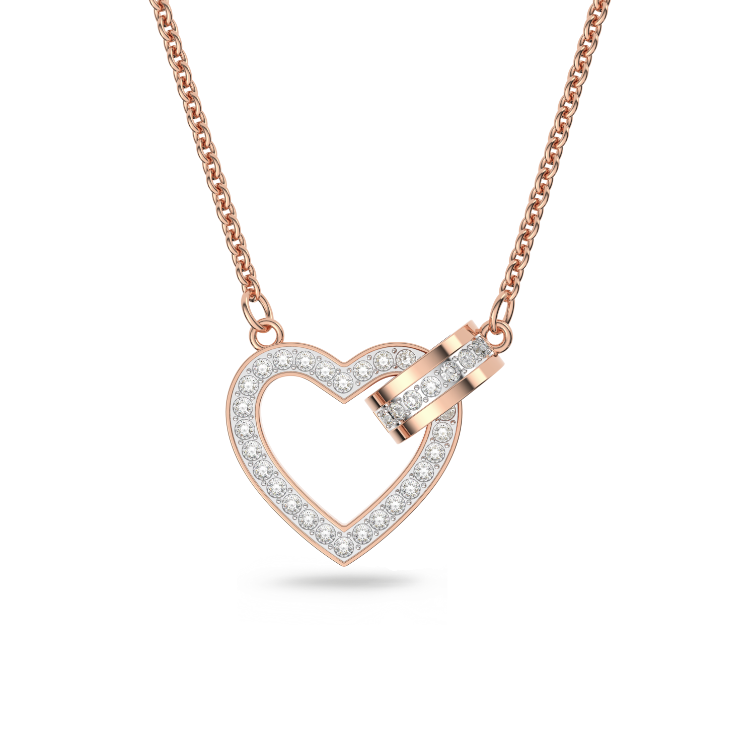 Swarovski - Collana Lovely, Cuore, Bianco, Placcato color oro rosa Ref. 5636445 - SWAROVSKI