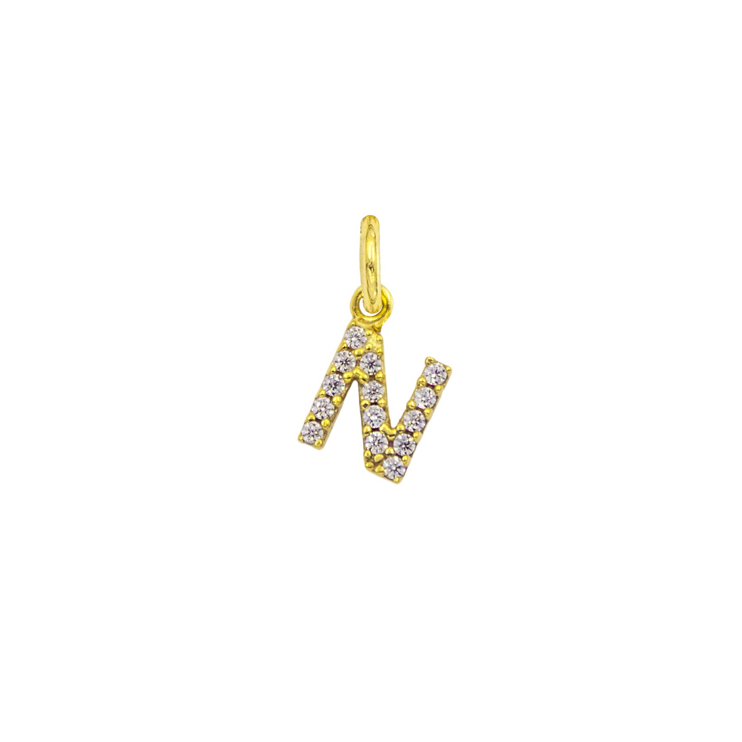 Charm Lettera N in Oro 9 Kt e Zirconi  Ref. A0544G9 - FACCO