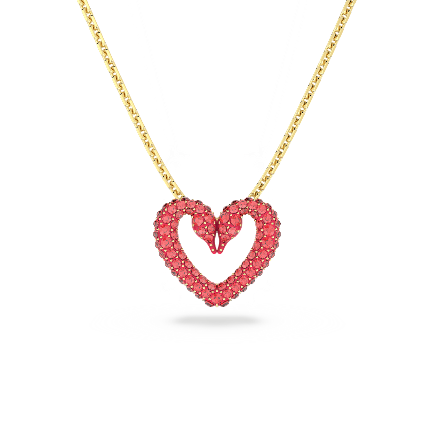 Swarovski - Pendente Una, Pav&eacute;, Cuore, Piccolo, Rosso, Placcato color oro Ref. 5634723 - SWAROVSKI