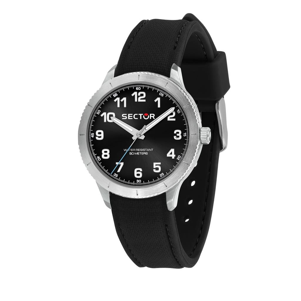270 37MM 3H BLACK DIAL BLACK STRAP - SECTOR