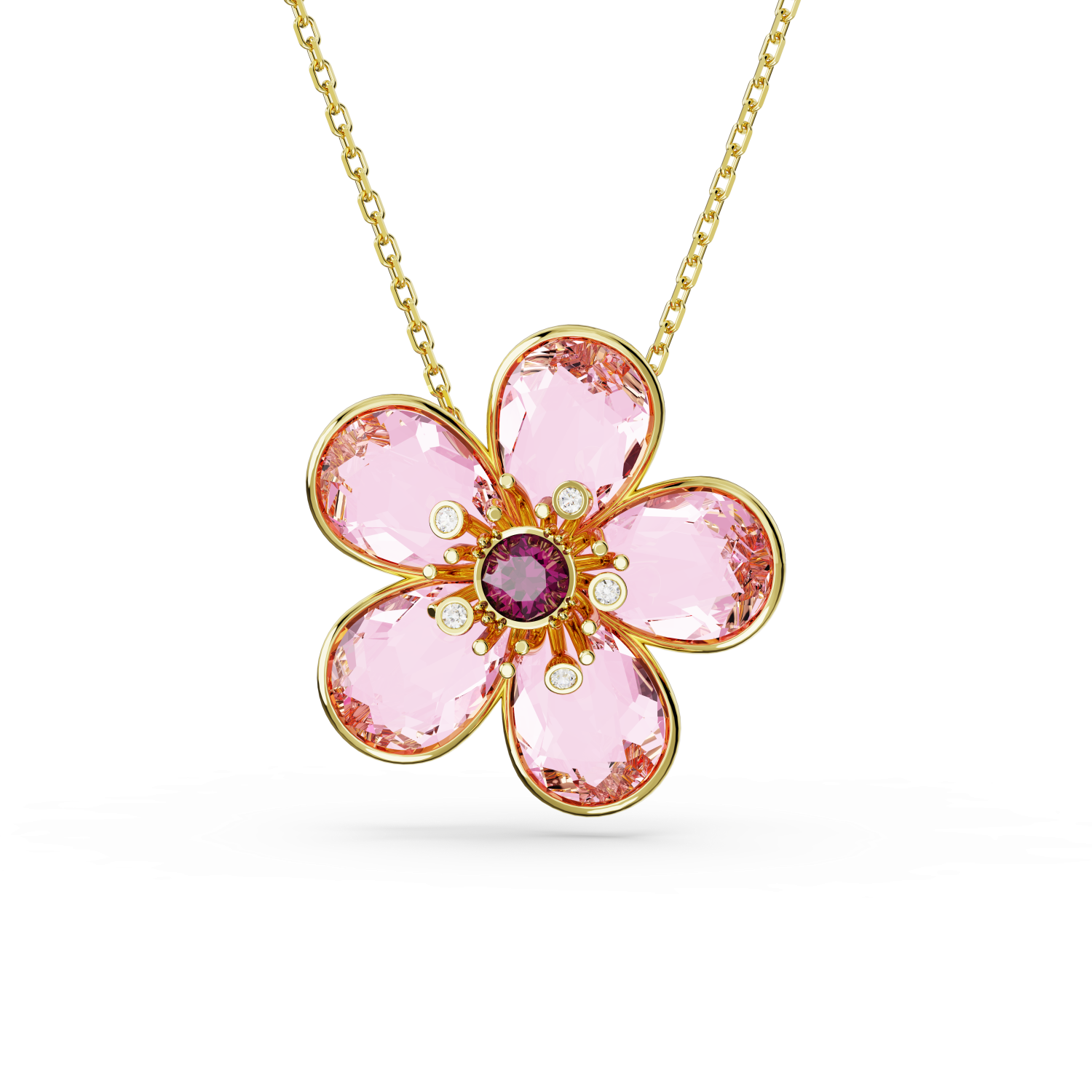 Swarovski - Pendente Florere, Fiore, Piccolo, Rosa, Placcato color oro Ref. 5657875 - SWAROVSKI