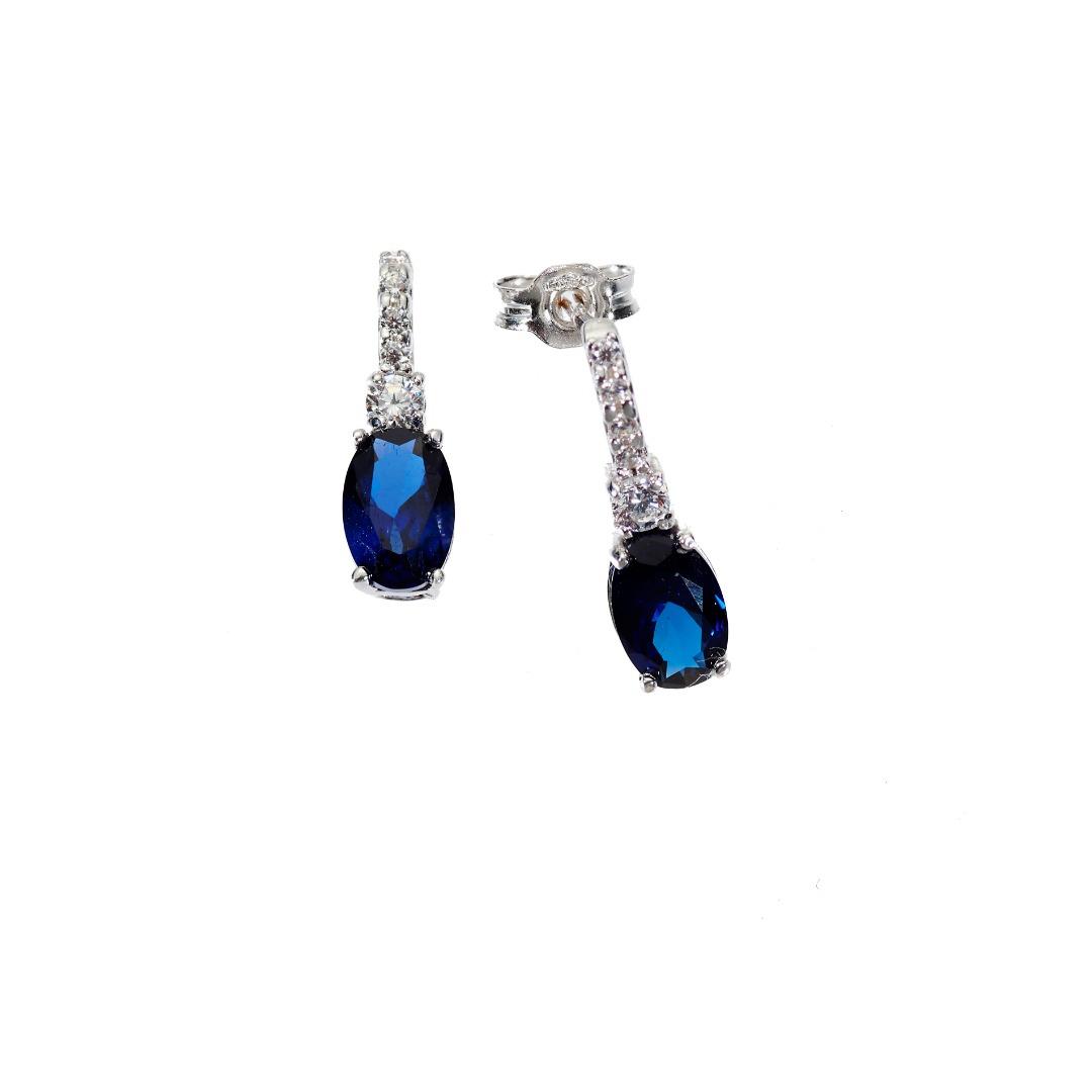 Orecchini in Oro Bianco, Zircone Zaffiro e Zirconi bianchi Ref. 771450 - FACCO