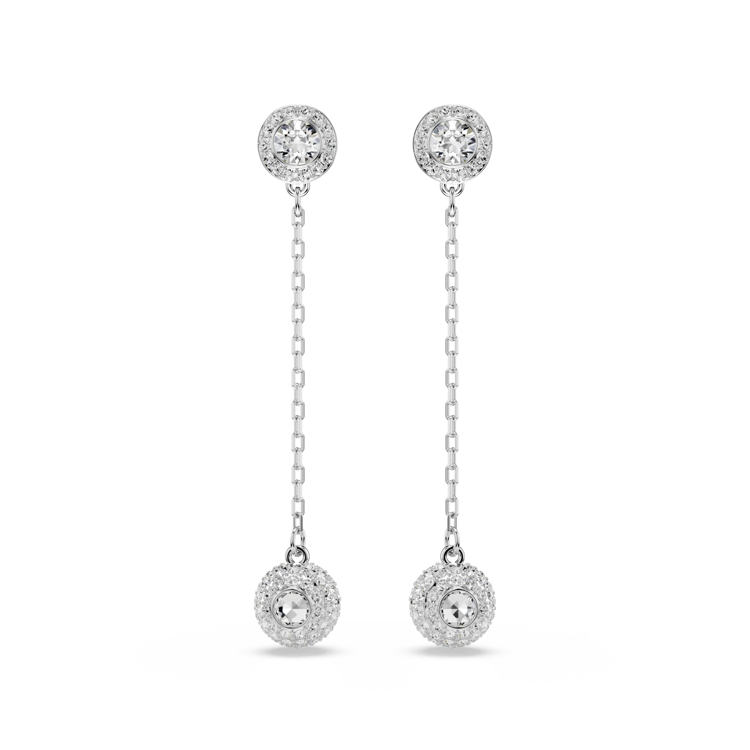 Swarovski - Orecchini pendenti Una Angelic, Taglio Round, Bianchi, Placcato rodio Ref. 5732273 - SWAROVSKI