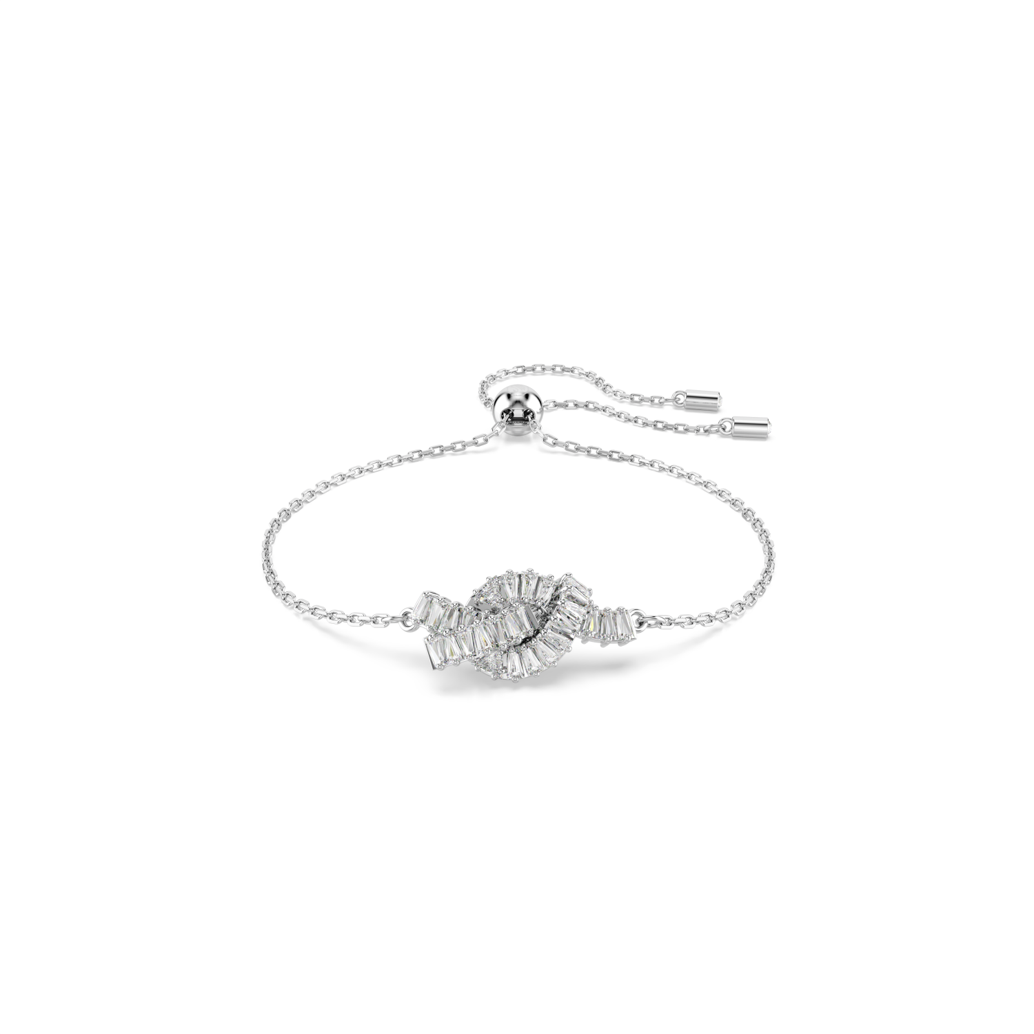 Swarovski - Braccialetto Matrix, Taglio baguette, Nodo, Bianco, Placcato rodio Ref. 5731101 - SWAROVSKI