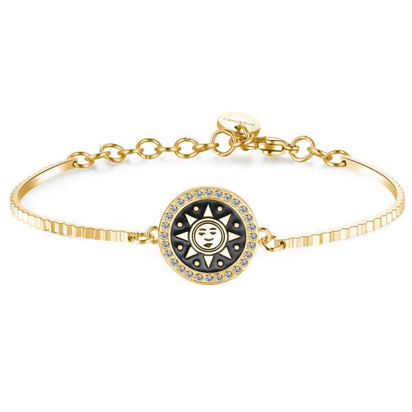 Bracciale CHAKRA in acciaio e pvd oro con piastrin - BROSWAY