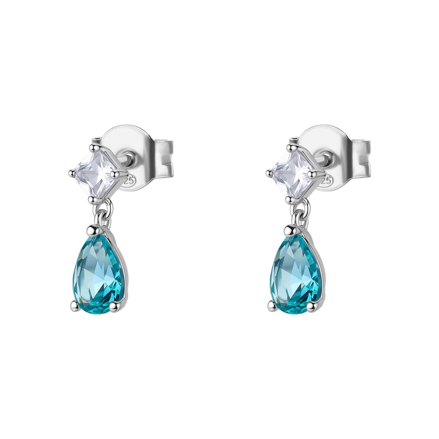 Brosway - Orecchini  FANCY in argento 925/1000 rodiato e cubic zirconia white e paraiba, forma pear Ref. FAG16 - BROSWAY