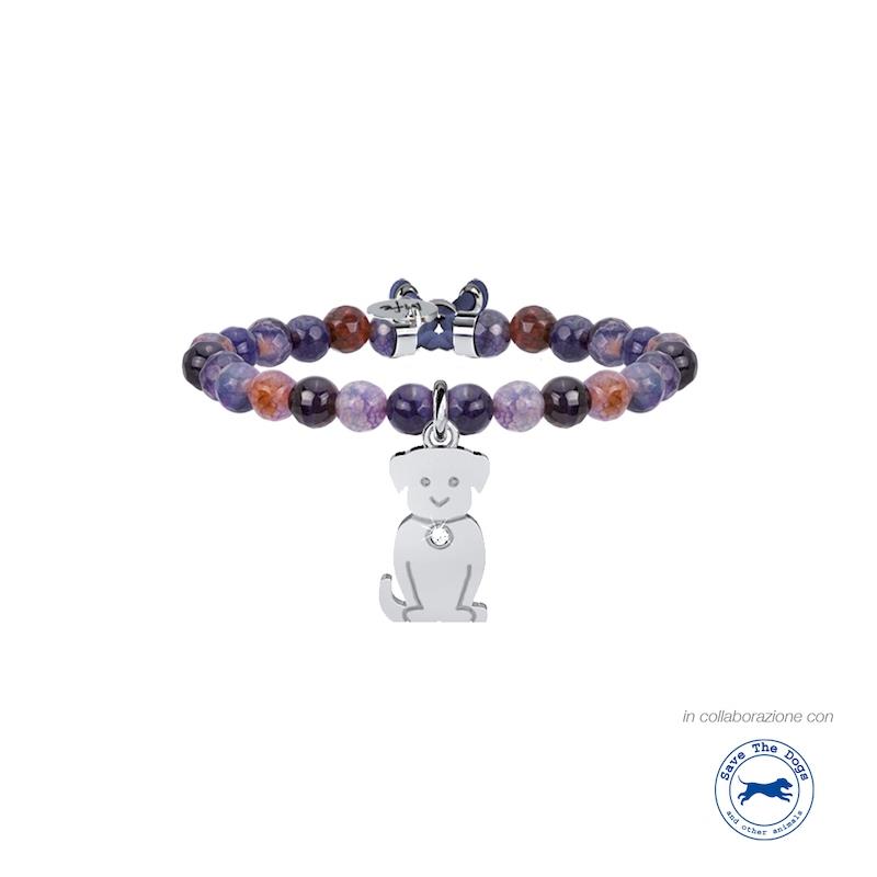 Gioielli Kidult - Bracciale agata multicolor blu e acciaio 316L Ref. 731334 - KIDULT