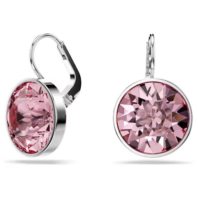 Swarovski - Orecchini pendenti Bella, Taglio Round, Rosa, Placcato rodio Ref. 5724290 - SWAROVSKI