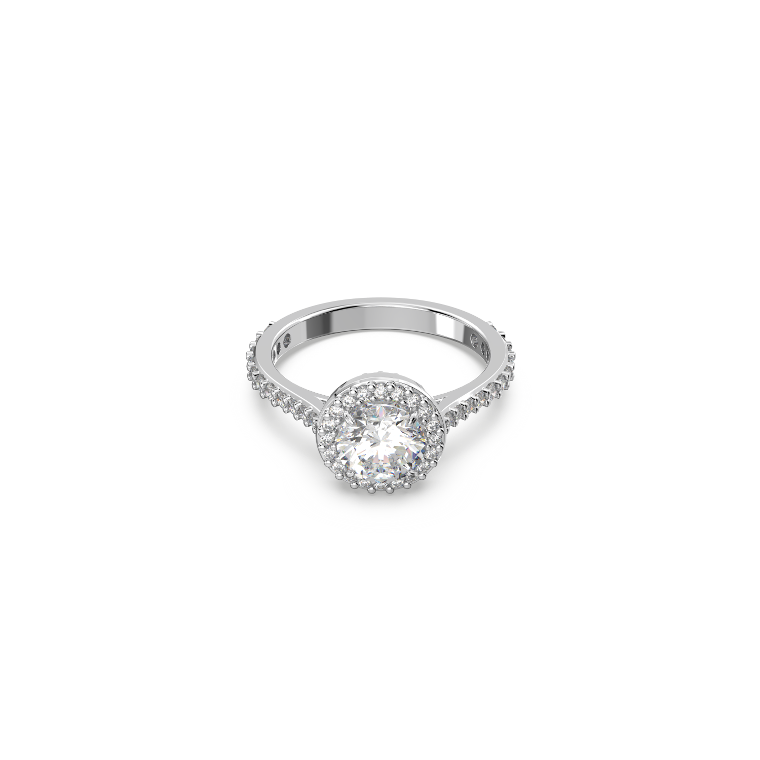 Swarovski - Anello cocktail Constella, Taglio tondo, Pavé, Bianco, Placcato rodio Ref. 5642626 - SWAROVSKI