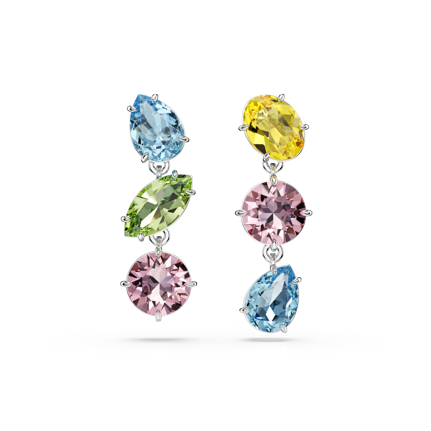 Swarovski - Orecchini pendenti Gema, Design asimmetrico, Taglio misto, Multicolore, Placcato rodio Ref. 5692406 - SWAROVSKI