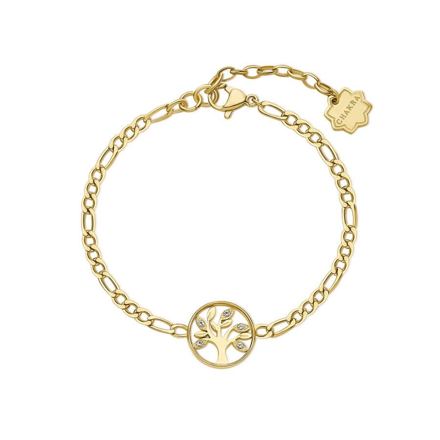 Brosway - Bracciale CHARKA in acciaio, pvd oro, albero della vita con cristalli biachi Ref. BHKB144 - BROSWAY