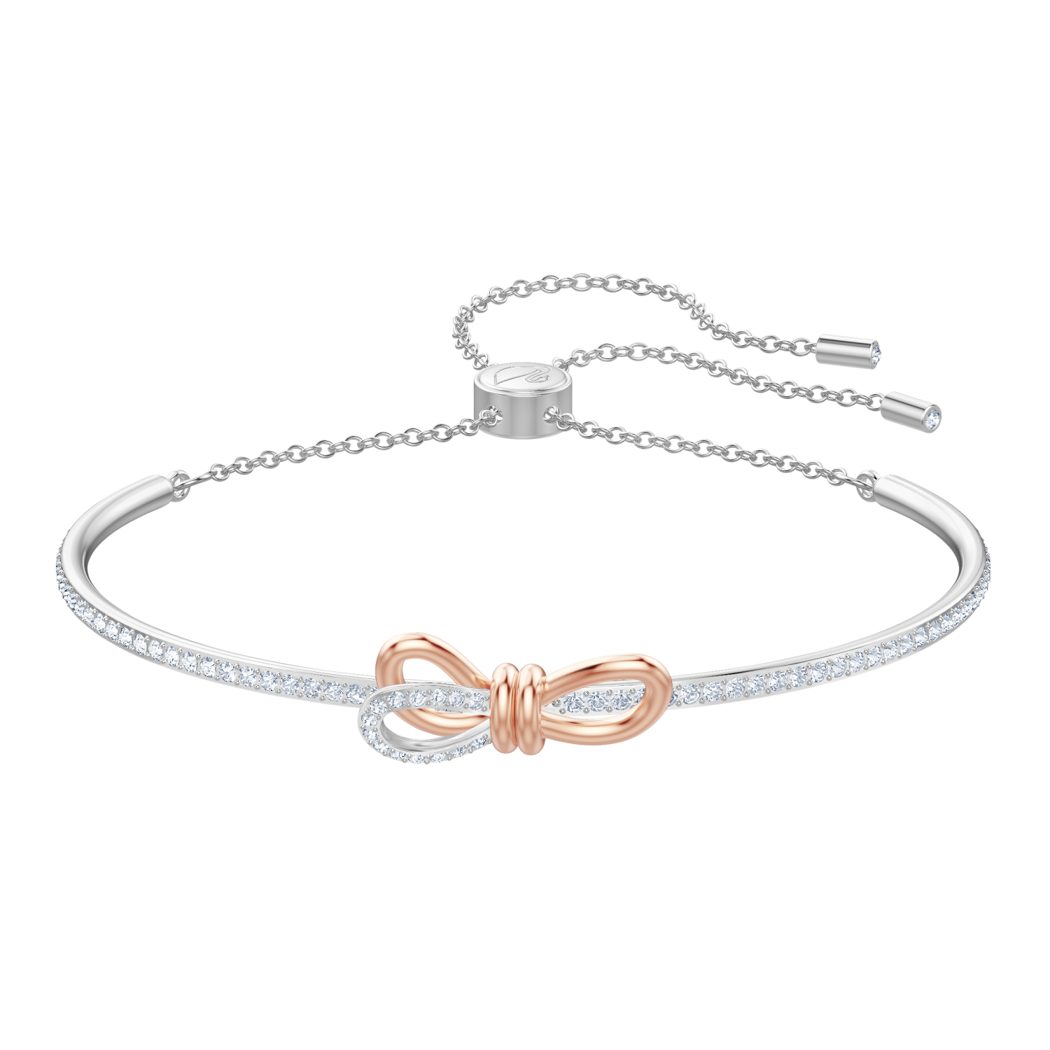 Swarovski - Bracciale rigido Lifelong Bow, Fiocco, Bianco, Finitura in mix di placcature Ref. 5447079 - SWAROVSKI