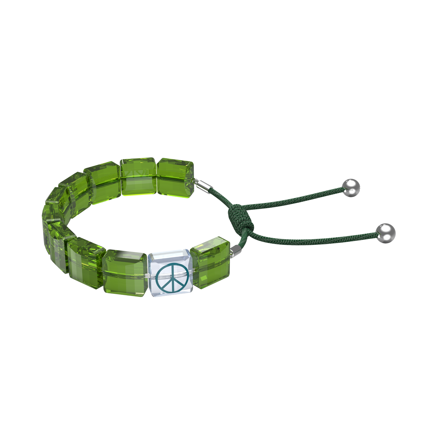 Swarovski - Braccialetto Letra, Simbolo della Pace, Verde, Placcato rodio Ref. 5615003 - SWAROVSKI