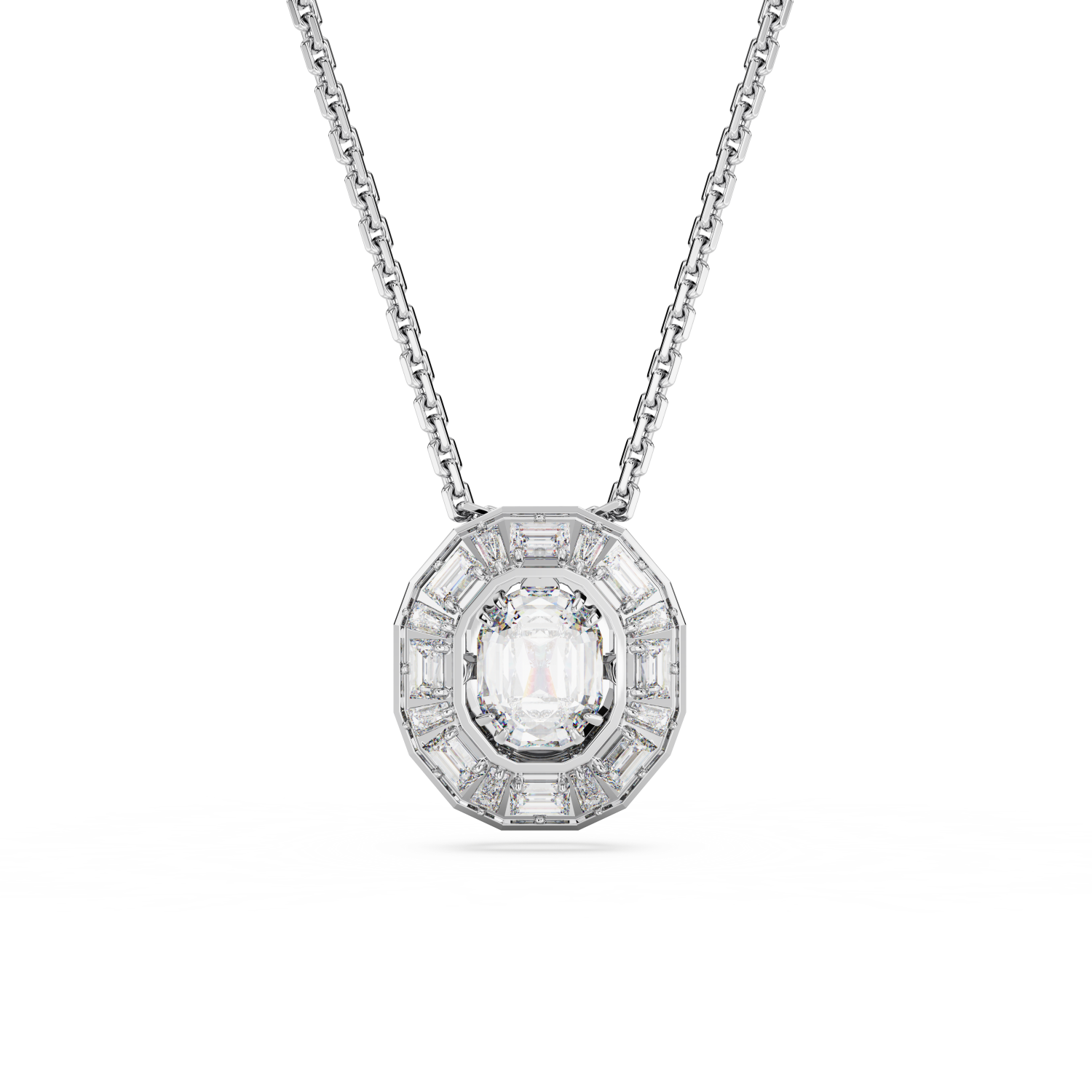 Swarovski - Pendente Mesmera, Taglio ottagonale, Piccolo, Bianco, Placcato rodio Ref. 5669915 - SWAROVSKI