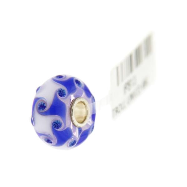 Trollbeads Unico in Vetro - OOAK Original Trollbeads Blu e Bianco con vortici Rif. UNICO 49C - TROLLBEADS