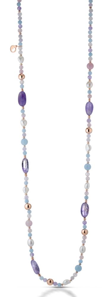 Le Lune Gioielli - Collana in Berillo multicolor con Perle Ref. LGNK203 - LE LUNE