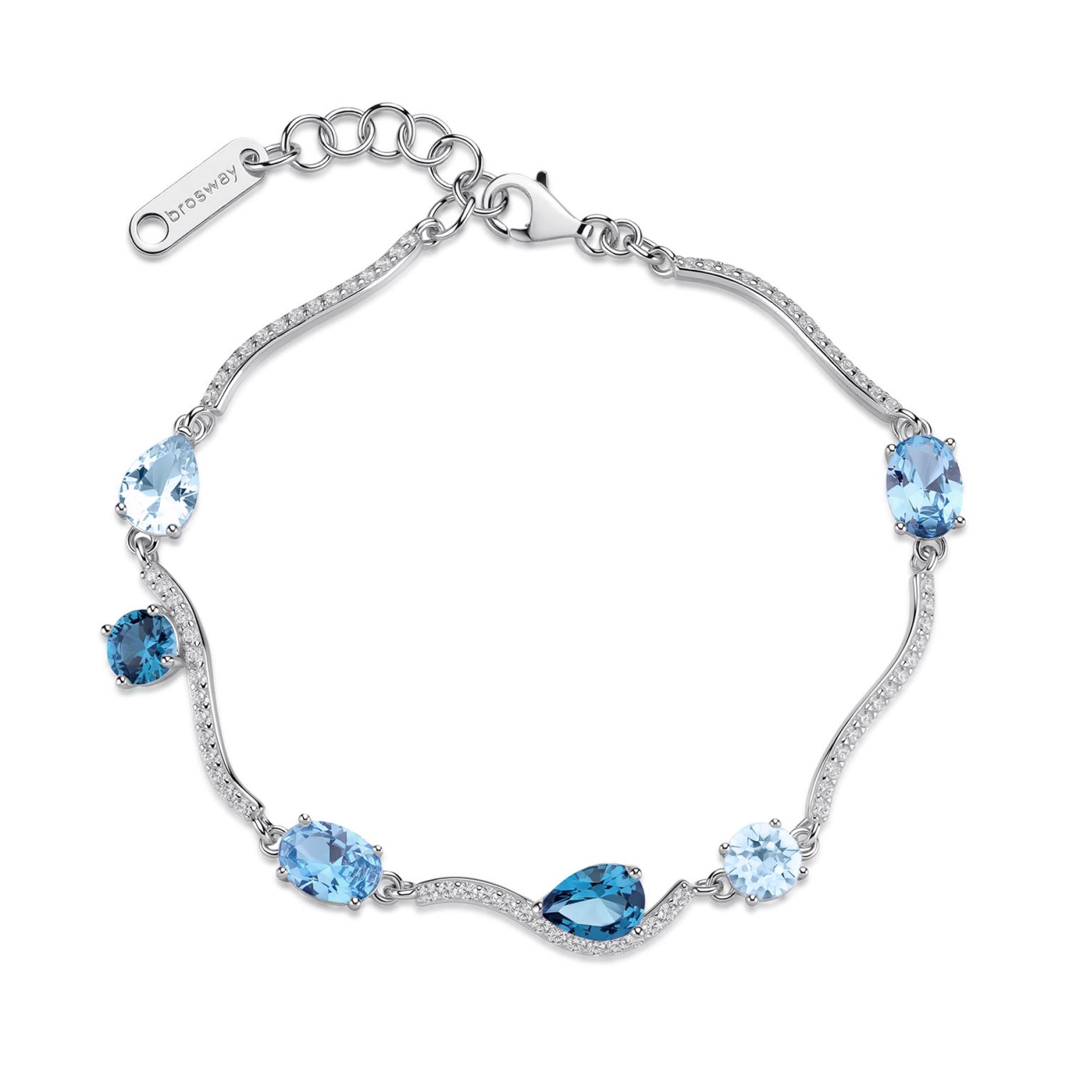Brosway  - Bracciale FANCY in argento 925/1000 rodiato, con cubic zirconia sapphire e light sapphire forma round, oval e pear Ref. FCL135 - BROSWAY