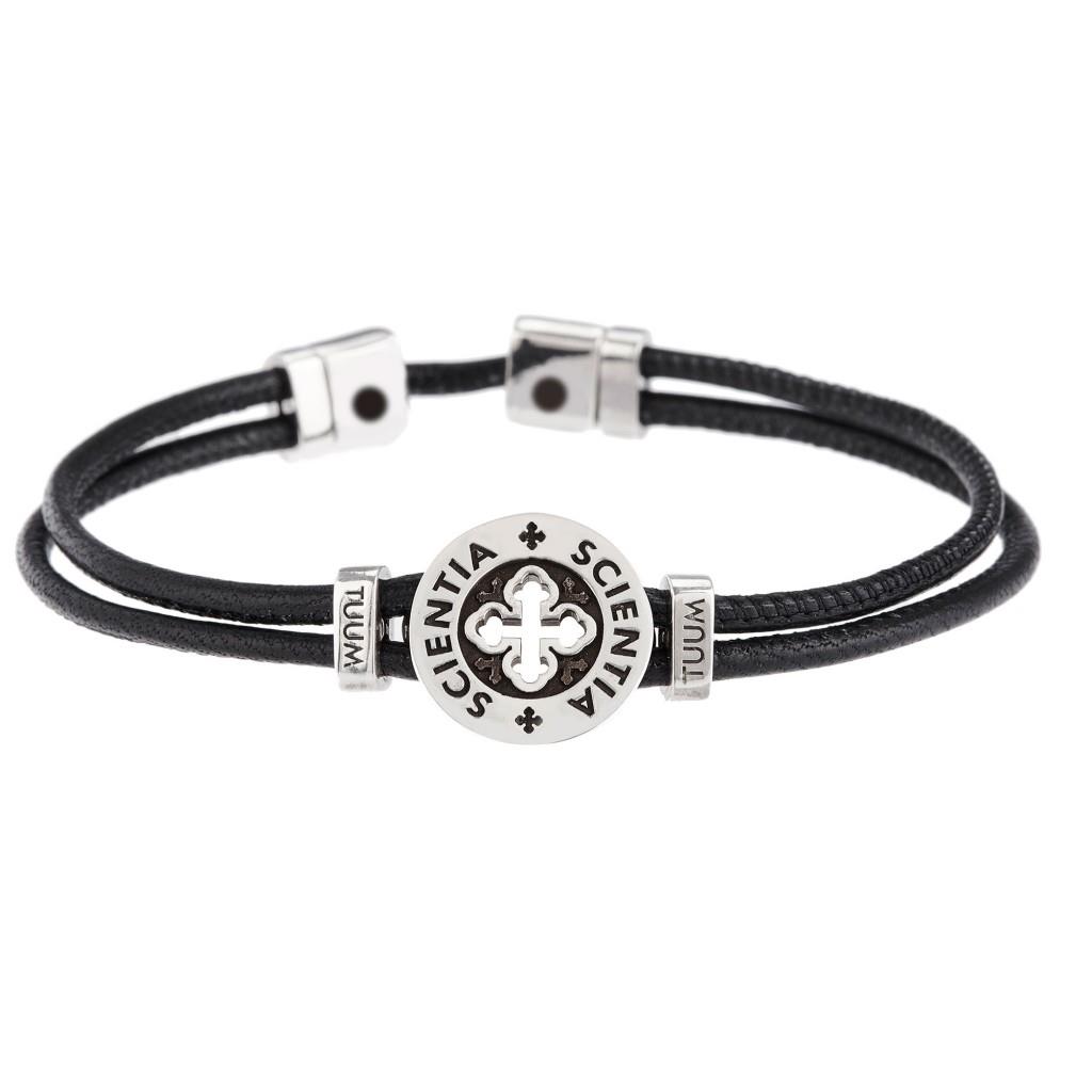 BRACCIALE DONO SCIENTIA TUUM - ARGENTO BRUNITO E NAPPA NERA Ref. BRDIN90BPND - TUUM