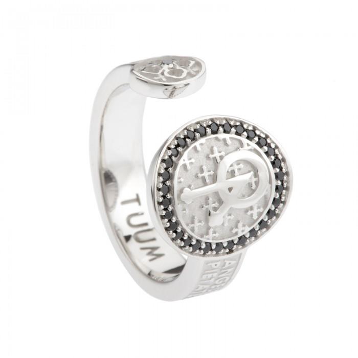 Anello TUUM - INFINITUUM ANGELO ARGENTO RODIATO SPINELLI E DIAMANTE NERO Ref. INFALA9SC0D - TUUM