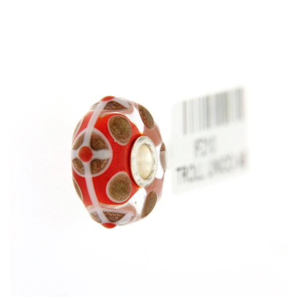 Trollbeads Unico in Vetro - OOAK Original Trollbeads  arancione con croce celtica Rif. UNICO 46 - TROLLBEADS
