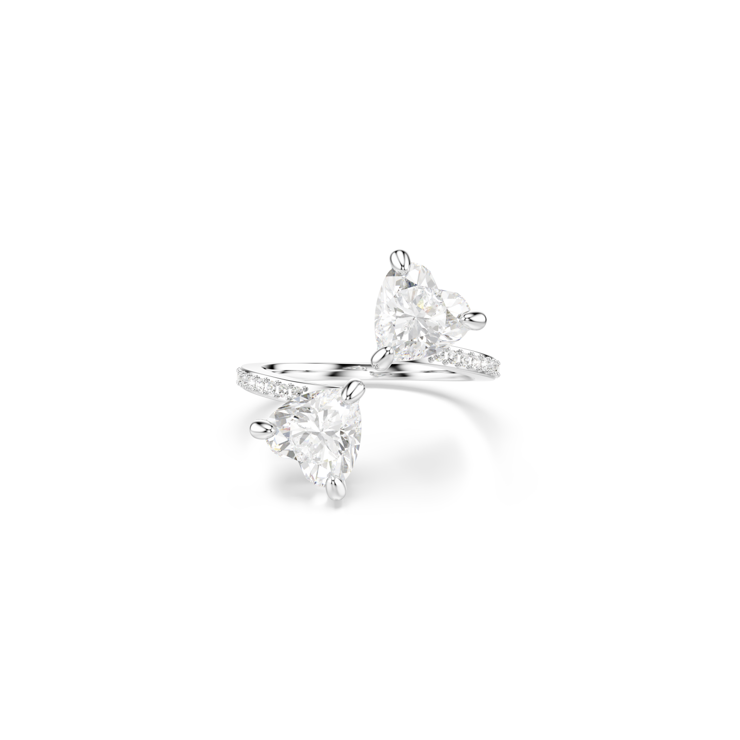 Swarovski - Anello aperto Mesmera Attract, Taglio Heart, Pavé, Cuore, Bianco, Placcato color argento Ref. 5705593 - SWAROVSKI