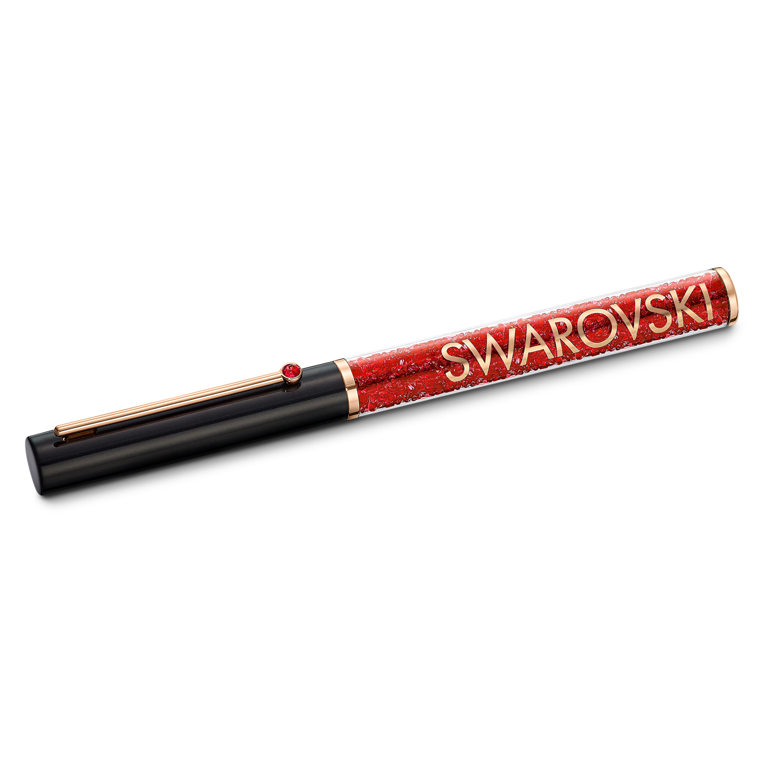 Swarovski - Penna a sfera Crystalline Gloss, Nero e rosso, Placcato color oro Rosa Ref. 5568754 - SWAROVSKI