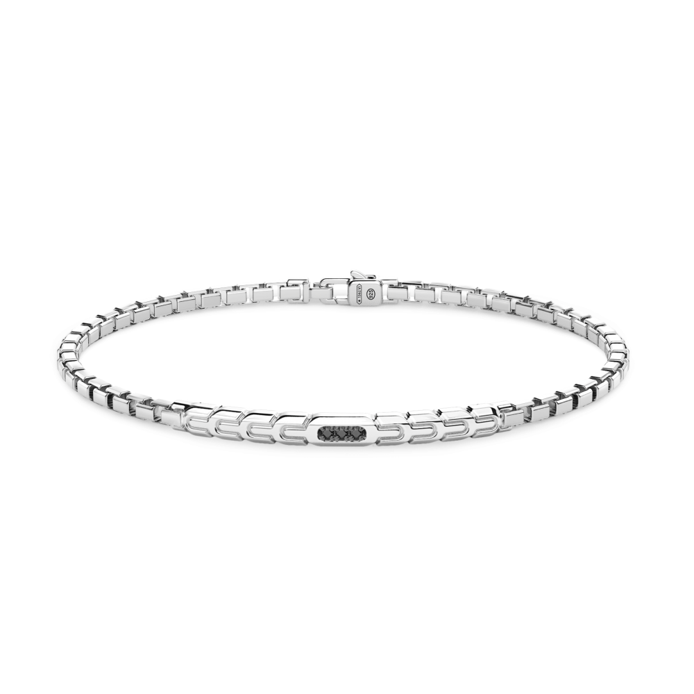 Bracciale Zancan da uomo in Argento e Spinelli neri Ref. EXB819 - ZANCAN