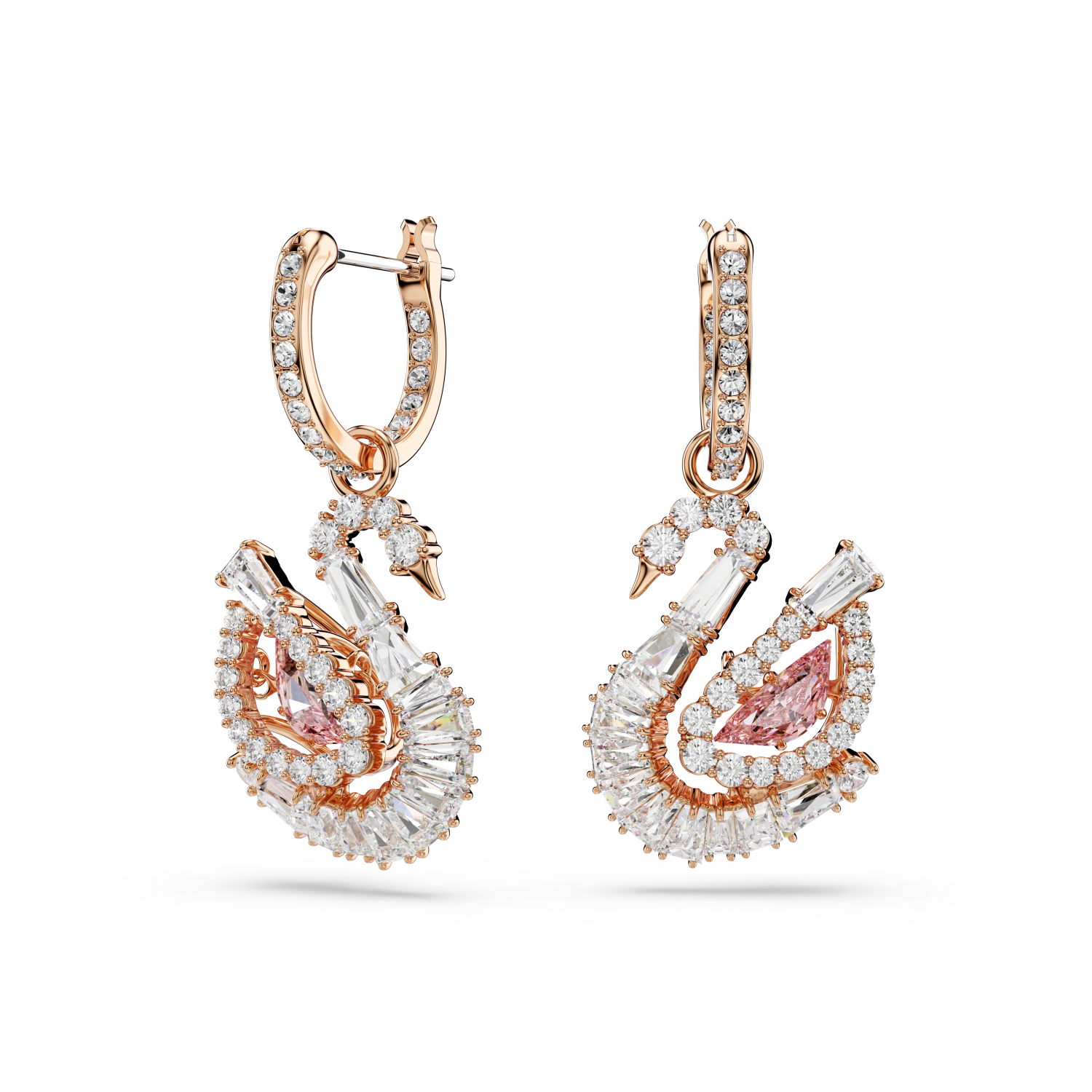 Swarovski - Orecchini pendenti Swan, Pav&eacute;, Cigno, Rosa Ref. 5732415 - SWAROVSKI