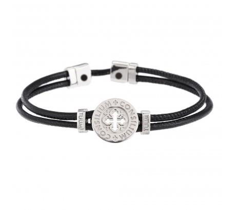 BRACCIALE DONO CONSILIUM TUUM - ARGENTO RODIATO E NAPPA NERA Ref. BRDIC90CPND - TUUM