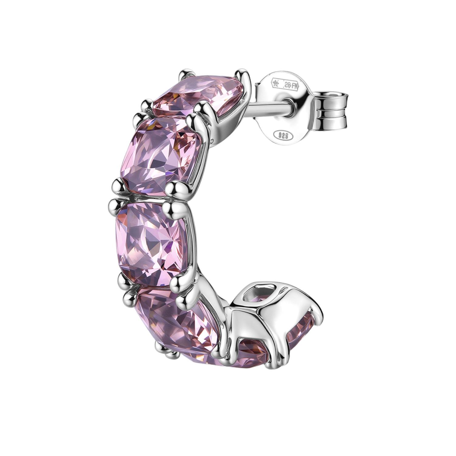 Brosway - Orecchino cerchietto FANCY in argento 925/1000 rodiato e cubic zirconia vintage rose, forma cushion Ref. FTP12 - BROSWAY